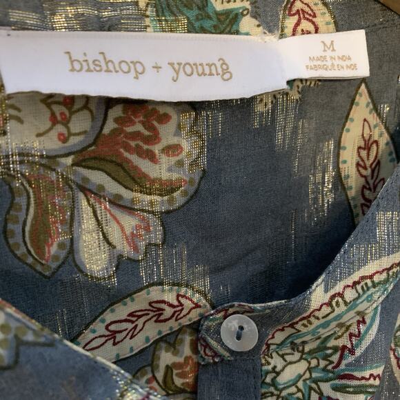 Anthro Bishop & Young Top Women's Size Medium Long Sleeve Hidden Button Front - Picture 6 of 10